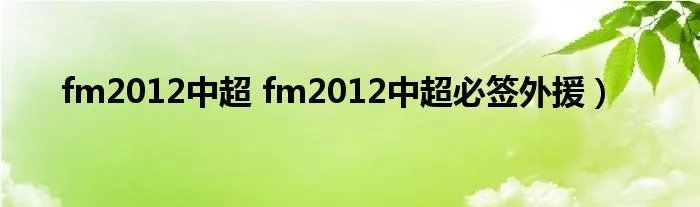 fm2012中超 fm2012中超必签外援)