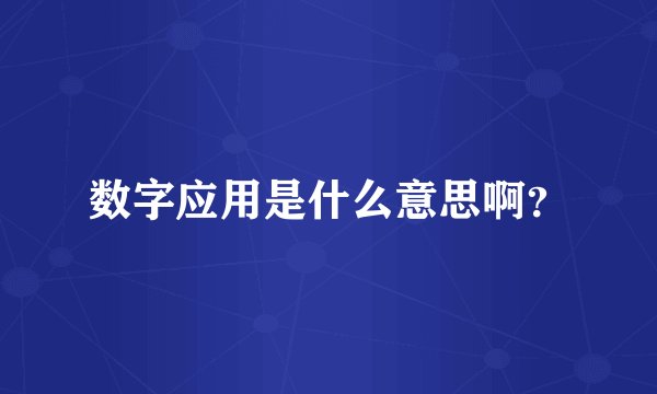 数字应用是什么意思啊？