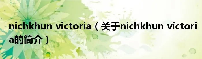 nichkhun victoria（关于nichkhun victoria的简介）
