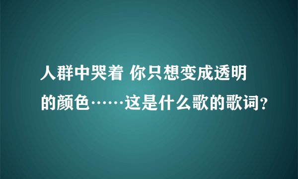人群中哭着 你只想变成透明的颜色……这是什么歌的歌词？