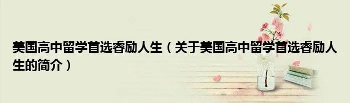 美国高中留学首选睿励人生（关于美国高中留学首选睿励人生的简介）