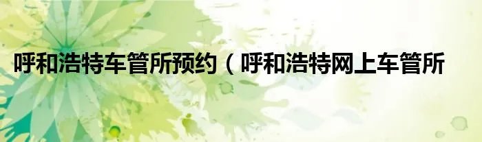 呼和浩特车管所预约（呼和浩特网上车管所