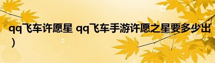 qq飞车许愿星 qq飞车手游许愿之星要多少出）
