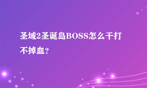 圣域2圣诞岛BOSS怎么干打不掉血?