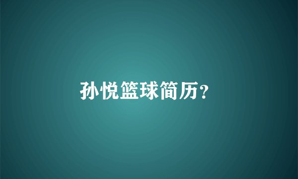 孙悦篮球简历？