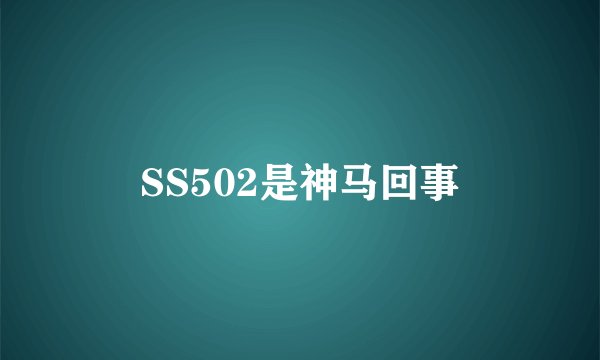 SS502是神马回事