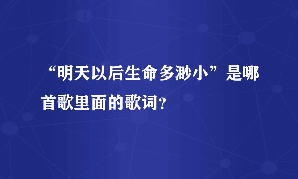 “明天以后生命多渺小”是哪首歌里面的歌词？