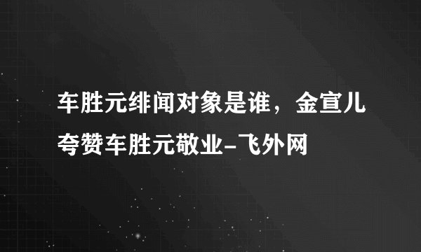 车胜元绯闻对象是谁，金宣儿夸赞车胜元敬业-飞外网