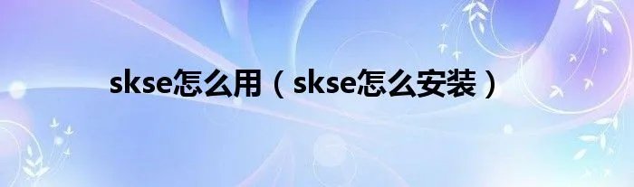 skse怎么用（skse怎么安装）