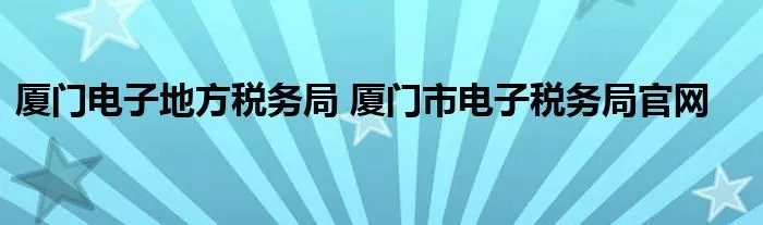 厦门电子地方税务局 厦门市电子税务局官网