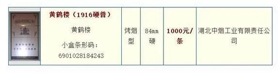 黄鹤楼1916硬盒价格表黄鹤楼1916硬盒多少钱一包
