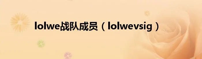 lolwe战队成员（lolwevsig）