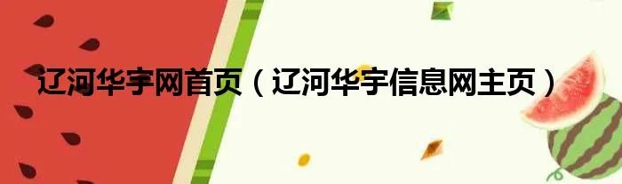 辽河华宇网首页（辽河华宇信息网主页）