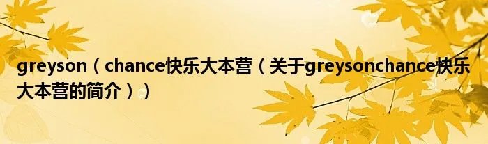 greyson（chance快乐大本营（关于greysonchance快乐大本营的简介））