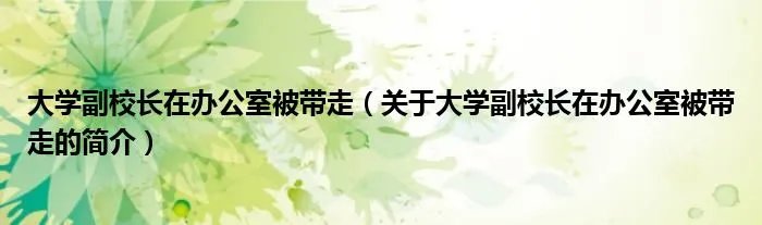 大学副校长在办公室被带走（关于大学副校长在办公室被带走的简介）