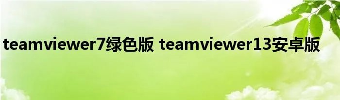 teamviewer7绿色版 teamviewer13安卓版