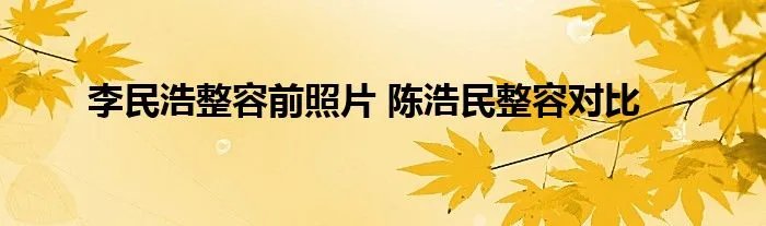 李民浩整容前照片 陈浩民整容对比