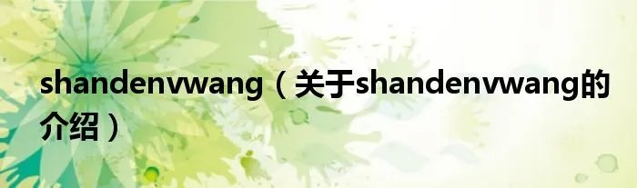 shandenvwang（关于shandenvwang的介绍）