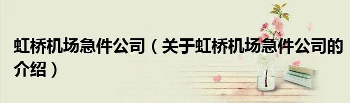 虹桥机场急件公司（关于虹桥机场急件公司的介绍）