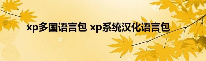 xp多国语言包 xp系统汉化语言包