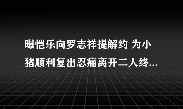 曝恺乐向罗志祥提解约 为小猪顺利复出忍痛离开二人终于结束了?-飞外