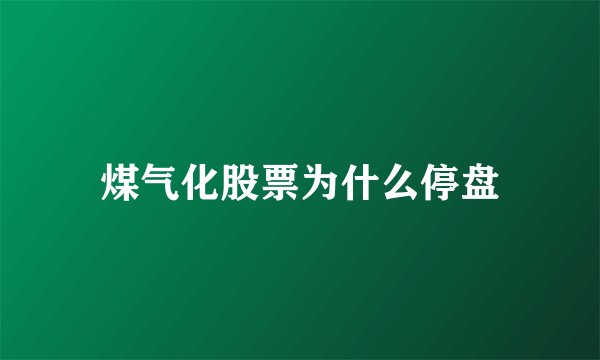 煤气化股票为什么停盘
