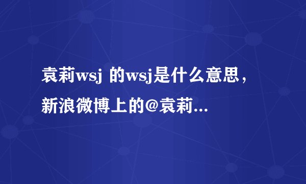 袁莉wsj 的wsj是什么意思，新浪微博上的@袁莉wsj 后面3个字母什么意思？ 是卫生巾？还是“我是鸡”？
