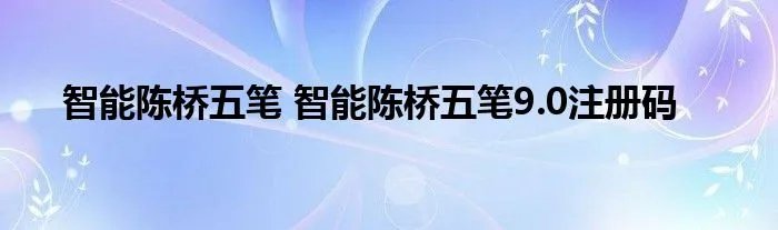 智能陈桥五笔 智能陈桥五笔9.0注册码