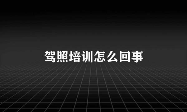 驾照培训怎么回事