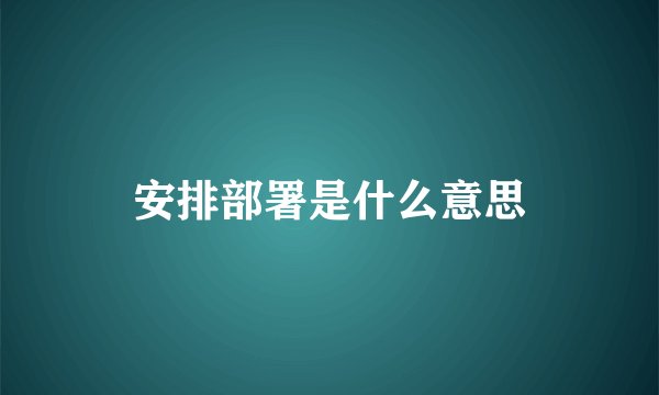 安排部署是什么意思