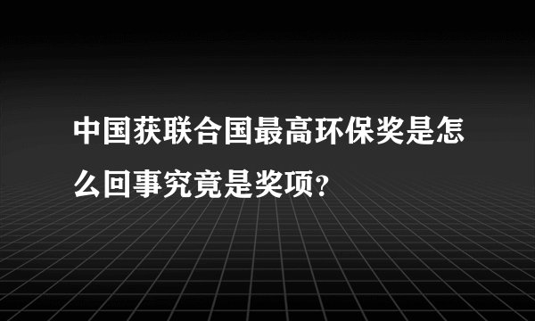 中国获联合国最高环保奖是怎么回事究竟是奖项?