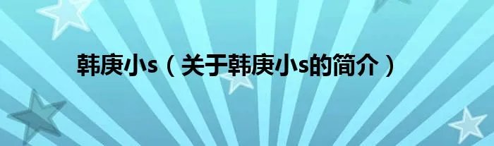 韩庚小s（关于韩庚小s的简介）