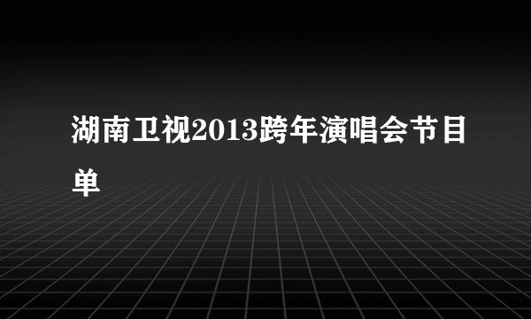 湖南卫视2013跨年演唱会节目单