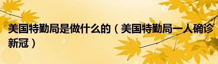 美国特勤局是做什么的(美国特勤局一人确诊新冠)