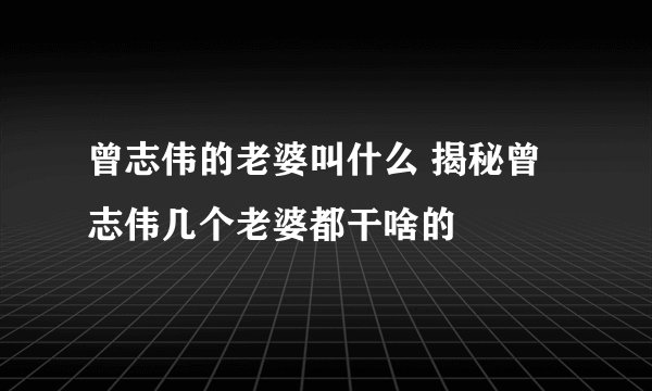 曾志伟的老婆叫什么 揭秘曾志伟几个老婆都干啥的