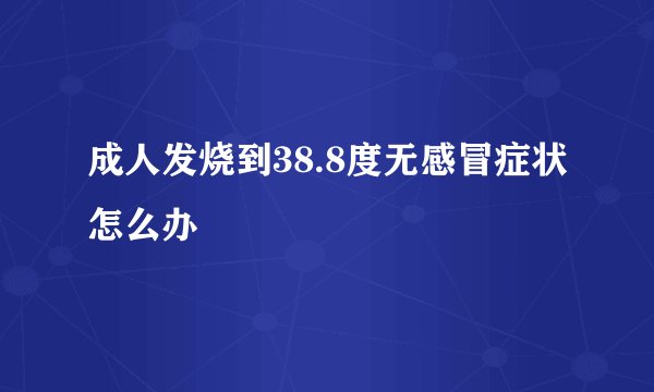 成人发烧到38.8度无感冒症状怎么办