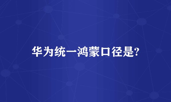 华为统一鸿蒙口径是?