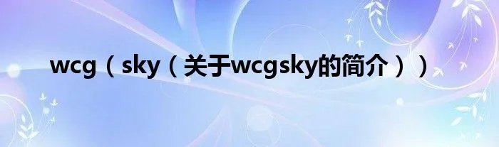 wcg（sky（关于wcgsky的简介））