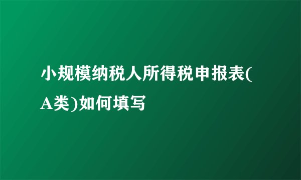 小规模纳税人所得税申报表(A类)如何填写