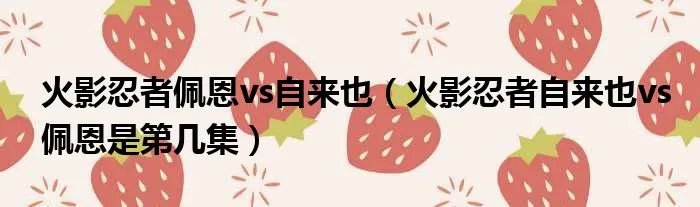 火影忍者佩恩vs自来也（火影忍者自来也vs佩恩是第几集）