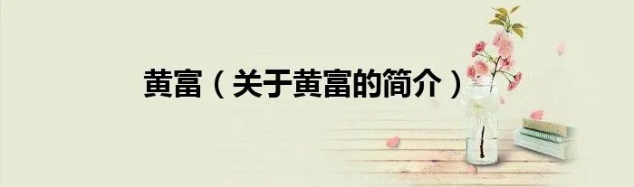 黄富（关于黄富的简介）