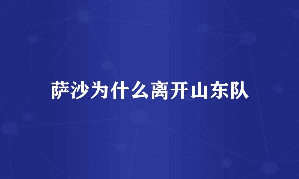 萨沙为什么离开山东队