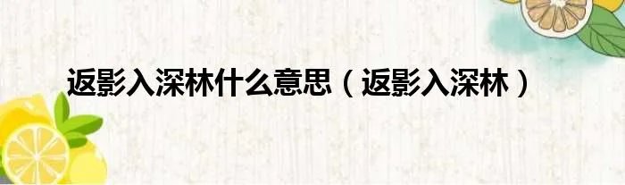 返影入深林什么意思（返影入深林）