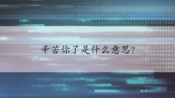 辛苦你了是什么意思？
