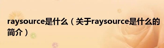 raysource是什么（关于raysource是什么的简介）