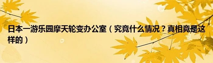 日本一游乐园摩天轮变办公室（究竟什么情况？真相竟是这样的）
