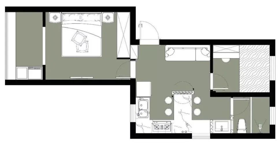 58㎡也可以挤出2间房还不拥挤。