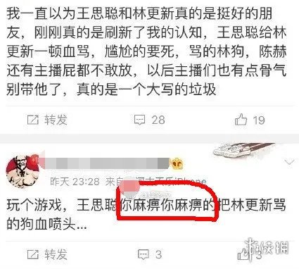 林更新回应被骂事件:打游戏被坑骂两句也是很正常