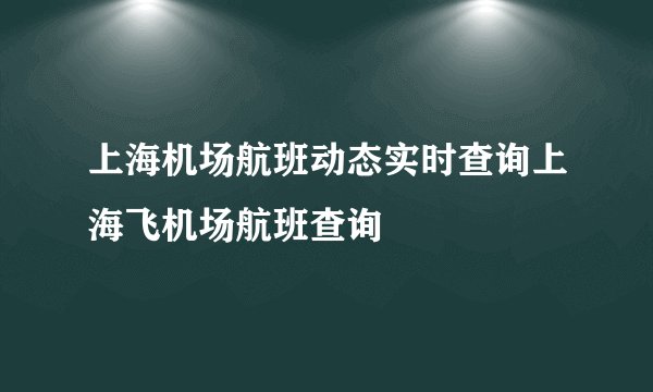 上海机场航班动态实时查询上海飞机场航班查询