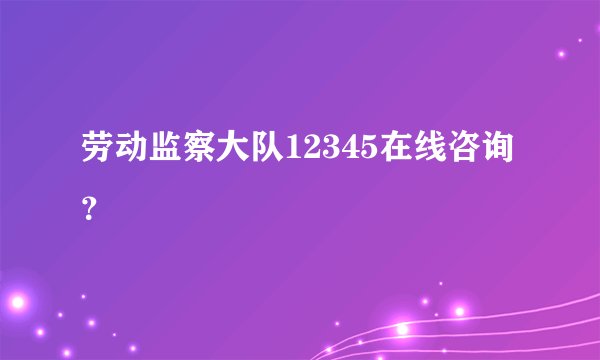 劳动监察大队12345在线咨询？